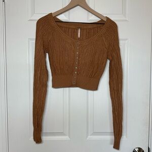 Free People Brown/Tan Crop Sweater